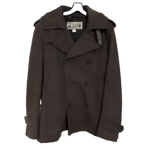 Diesel Co Mens Double Breasted Wool Blend Pea Coat XL Jacket Brown
